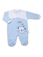 Baby Nellys Dojčenský overal froté, Macko Hello, modrý, veľ. 74