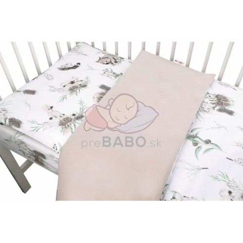 Baby Nellys 2-dielne obliečky, bavlna/velvet - Exotika - béžová, biela, 135 x 100 cm