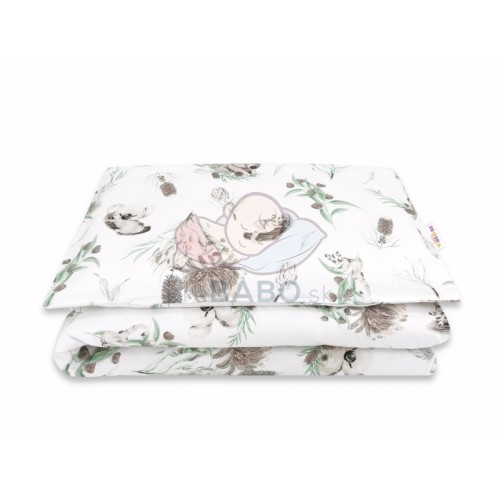 Baby Nellys 2-dielne obliečky, bavlna/velvet - Exotika - béžová, biela, 135 x 100 cm