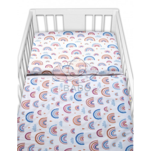 Baby Nellys 2-dielne bavlnené obliečky - Dúha, pastelová/biela