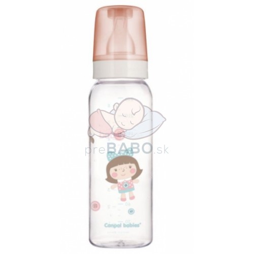 Canpol Babies Sklenená fľaštička 240 ml Mráčik - ružová