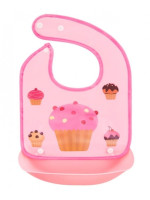 Silikónový podbradník s vreckom Muffin, ružový
