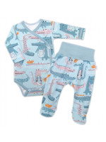 Baby Nellys 2-dielna sada, body dl.rukáv zap. bokom + polodupačky, Krokodíl Eda