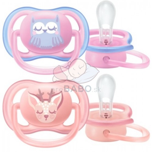 AVENT Cumlík Ultra Air Animals, 0-6m, Sovička a srnka, ružový
