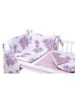 BABY NELLYS 3-dielna sada Mantinel s obliečkami, bavlna/velvet, Plameniak,slivkový,135x100
