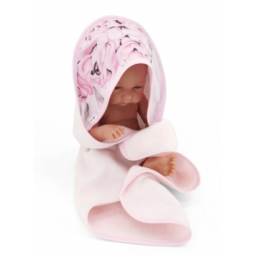 Baby Nellys Termoosuška s kapucňou pre bábiky, Koloušek, 45x45cm, ružová