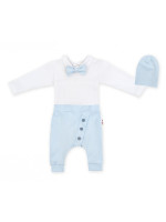 Baby Nellys 3-dielna sada Hubert, body s motýlikom, tepláčiky a čiapka - sv. modrá, veľ.92