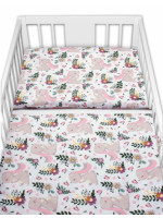 Baby Nellys 2-dielne bavlnené obliečky Zajačik na lúke - ružová, biela, 135x100