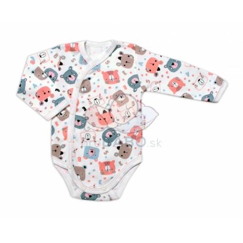 Baby Nellys Dojčenské body, dl. rukáv, zap. bokom New Teddy, farba ružová, veľ. 74