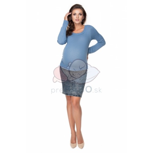 Be MaaMaa Těhotenský priadzový svetrík - sv. modrý
