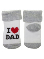 Dojčenské froté bavlnené ponožky I Love Dad, bielo/sivé 80/86