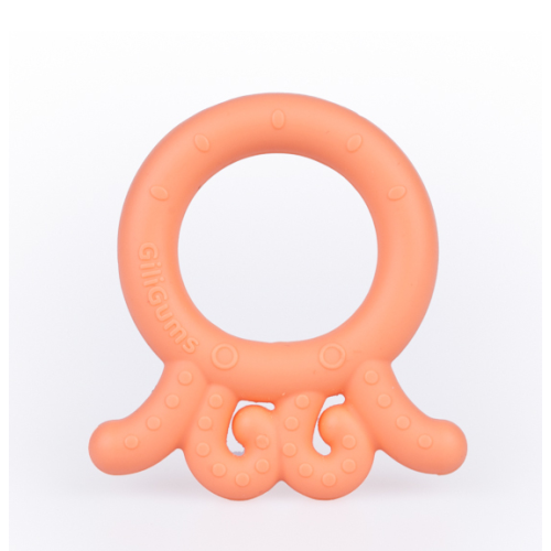 GiliGums Detské hryzátko Baby Octopus Teether, 3m+, marhulova, 1 ks