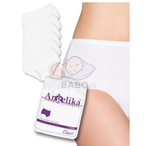 Bavlnené nohavičky Angelika s vysokým pásom, 6ks v balení, biele, veľ. 3XL