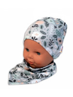 Baby Nellys Dvojvrstvová čiapka + šatka Palouček, mätová, 104/110