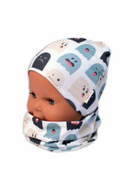 Baby Nellys Dvojvrstvová čiapka + komínček Príšerky, biela/mátová, veľ. 104/110