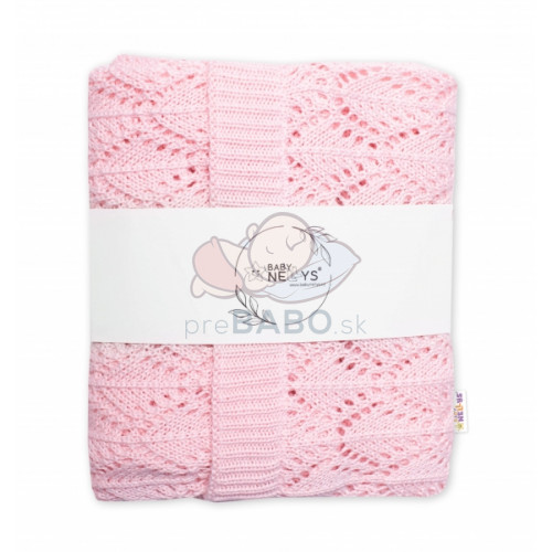 Luxusná bavlnená háčkovaná deka, dečka LOVE, 75x95cm - svetlo ružová