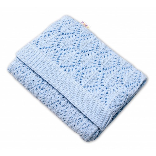 Luxusná bavlnená háčkovaná deka, dečka LOVE, 75x95cm - svetlo modrá