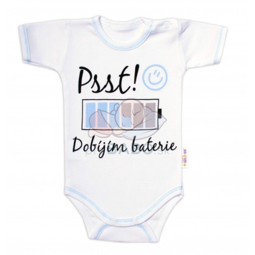 Body kr. rukáv s vtipným textom Baby Nellys, Psst! Dobíjím baterie, kluk