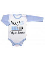 Body dlhý rukáv s vtipným textom Baby Nellys, Psst! Dobíjím baterie, kluk