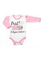 Body dlhý rukáv s vtipným textom Baby Nellys, Psst! Dobíjím baterie, holka, vel. 74