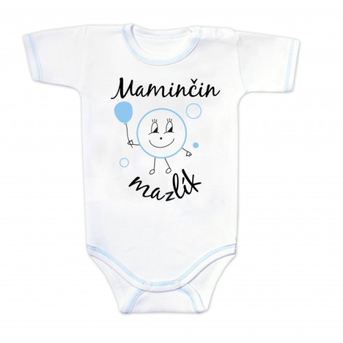 Body krátky rukáv s vtipným textom Baby Nellys, Maminčin mazlík, veľ. 74