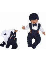Z&Z 5-dielna pletená sada Boy, body, nohavice, čiapočka motýlik, topánočky, granát