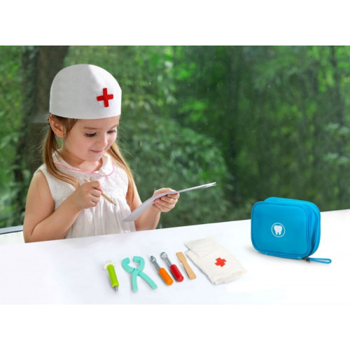 Eco Toys 7-dielna drevená zubárska sada s taškou
