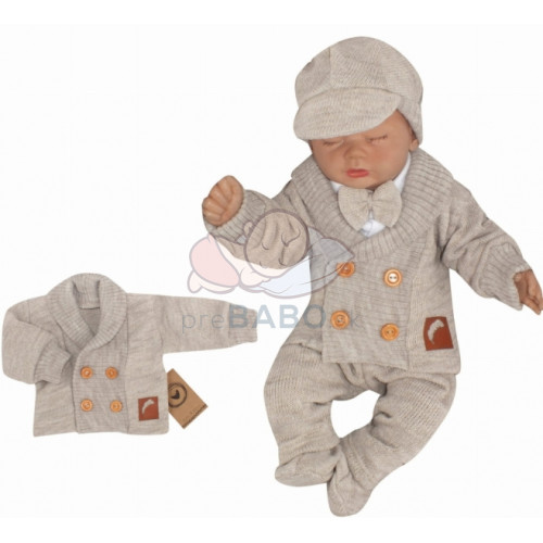 Z&Z Pletený elegantný svetrík s gombíkmi Boy, béžový, veľ. 68