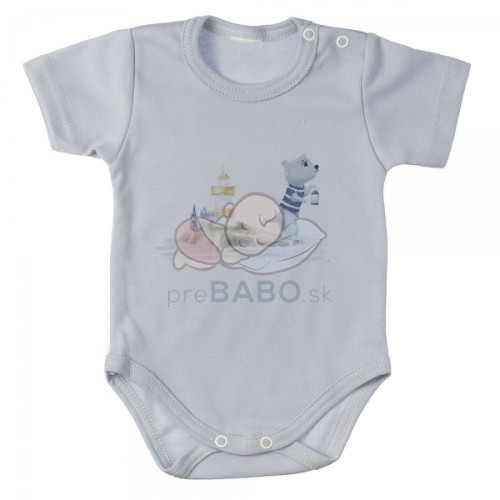 MBaby Bavlnené body s krátkym rukávom, Maják, sivé. veľ. 86