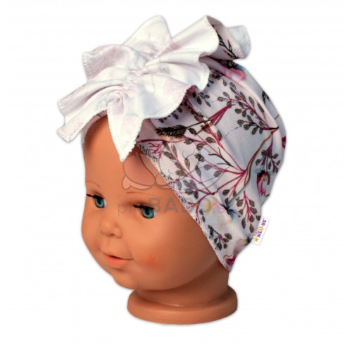 BABY NELLYS Detská čelenka Turban Motýliky, ružová, veľ. 12-24 m