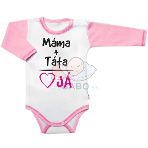 Body dlhý rukáv s vtipným textom, Máma+Táta, veľ. 74, holka