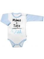 Body dlhý rukáv s vtipným textom Baby Nellys, Máma+Táta, veľ. 86, chalan