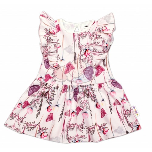 Baby Nellys Letné šaty s krátkym rukávom Motýliky - ružové, veľ. 74