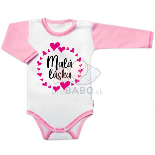 Body dlhý rukáv s vtipným textom Baby Nellys, Malá láska, veľ. 86, holka