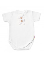 Baby Nellys Dojčenské rebrované body s gombíkmi kr. rukáv, Girl - biele