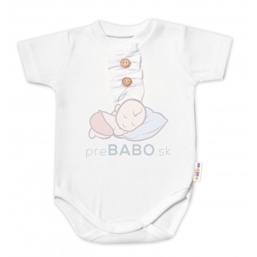 Baby Nellys Dojčenské rebrované body s gombíkmi kr. rukáv, Girl - biele