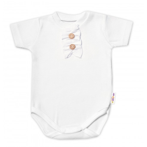 Baby Nellys Dojčenské rebrované body s gombíkmi kr. rukáv, Girl - biele