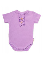 Baby Nellys Dojčenské rebrované body s gombíkmi kr. rukáv, Girl - lila