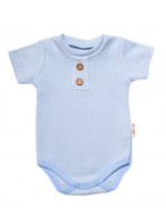 Baby Nellys Dojčenské rebrované body s gombíkmi kr. rukáv, Boy - sv. modré, veľ. 68
