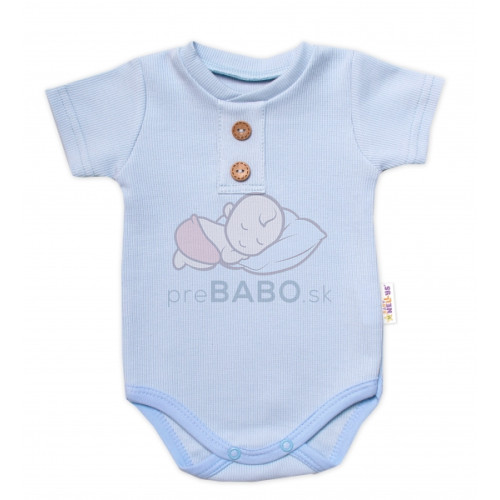 Baby Nellys Dojčenské rebrované body s gombíkmi kr. rukáv, Boy - sv. modré, veľ. 74