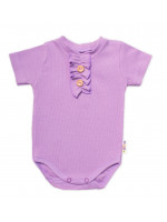 Baby Nellys Dojčenské rebrované body s gombíkmi kr. rukáv, Girl - lila, veľ 68