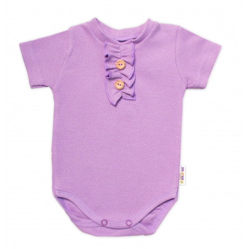 Baby Nellys Dojčenské rebrované body s gombíkmi kr. rukáv, Girl - lila, veľ 68