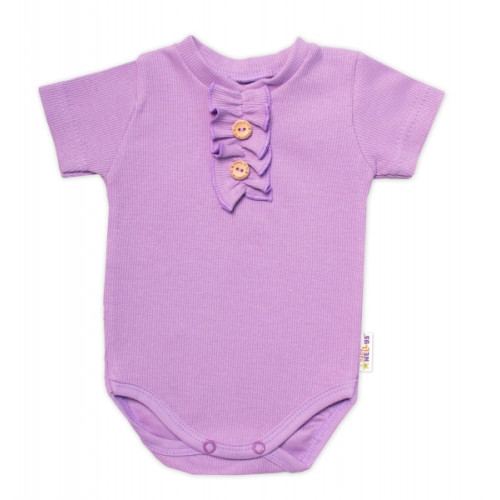 Baby Nellys Dojčenské rebrované body s gombíkmi kr. rukáv, Girl - lila, veľ 68