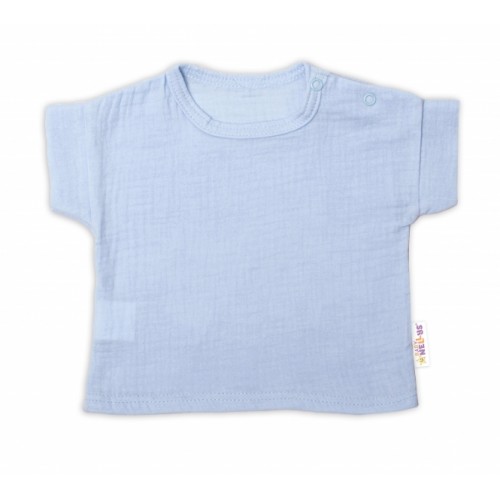 Baby Nellys 2-dielna mušelínová súpravička, tričko + kraťasky BOY, svetlo modrá, veľ. 62