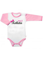 Body dlhý rukáv s vtipným textom Baby Nellys, Malá Koketa, holka, veľ. 74