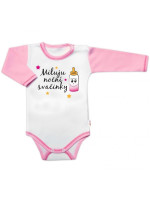 Body dlhý rukáv s vtipným textom Baby Nellys, Miluju noční svačinky, veľ. 86, holka