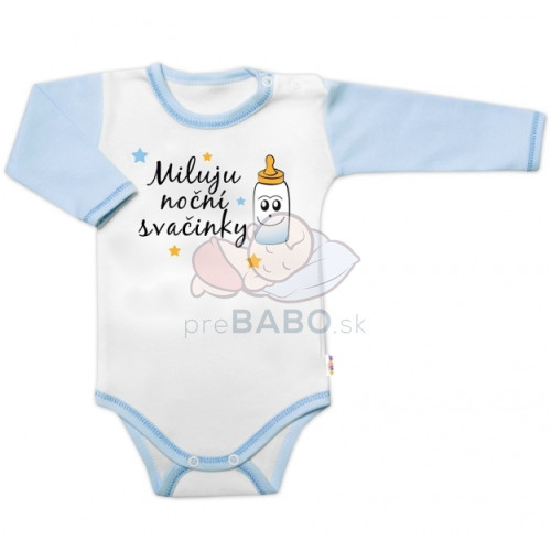 Body dl.rukáv s vtip. textom Baby Nellys, Miluju noční svačinky, vel. 86, chalan