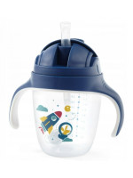 BabyOno Nekvapkajúci hrnček so zaťaženou slamkou, 240 ml, modrý