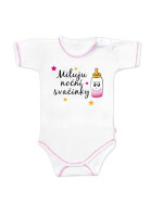 Body krátky rukáv s vtipným textom Baby Nellys, Miluju noční svačinky, veľ. 74, holka