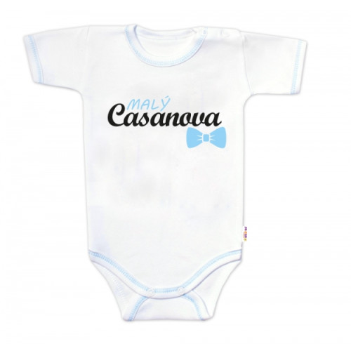Body krátky rukáv s vtipným textom Baby Nellys, Malý Casanova, chalan, veľ. 62